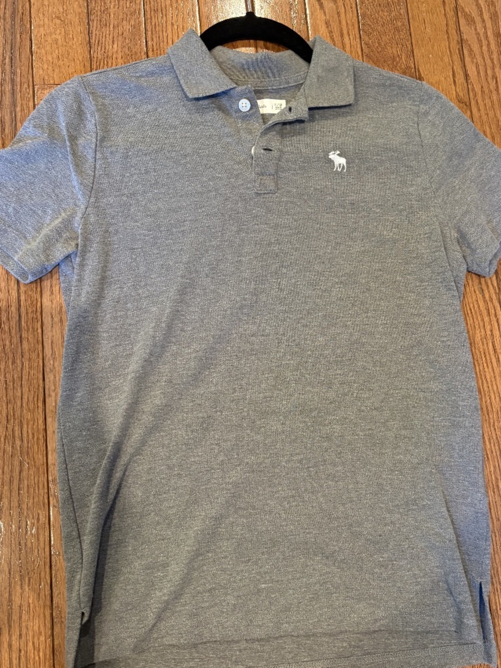 Abercrombie Kids Gray Pique Polo Shirt Moose Logo Sz 11/12